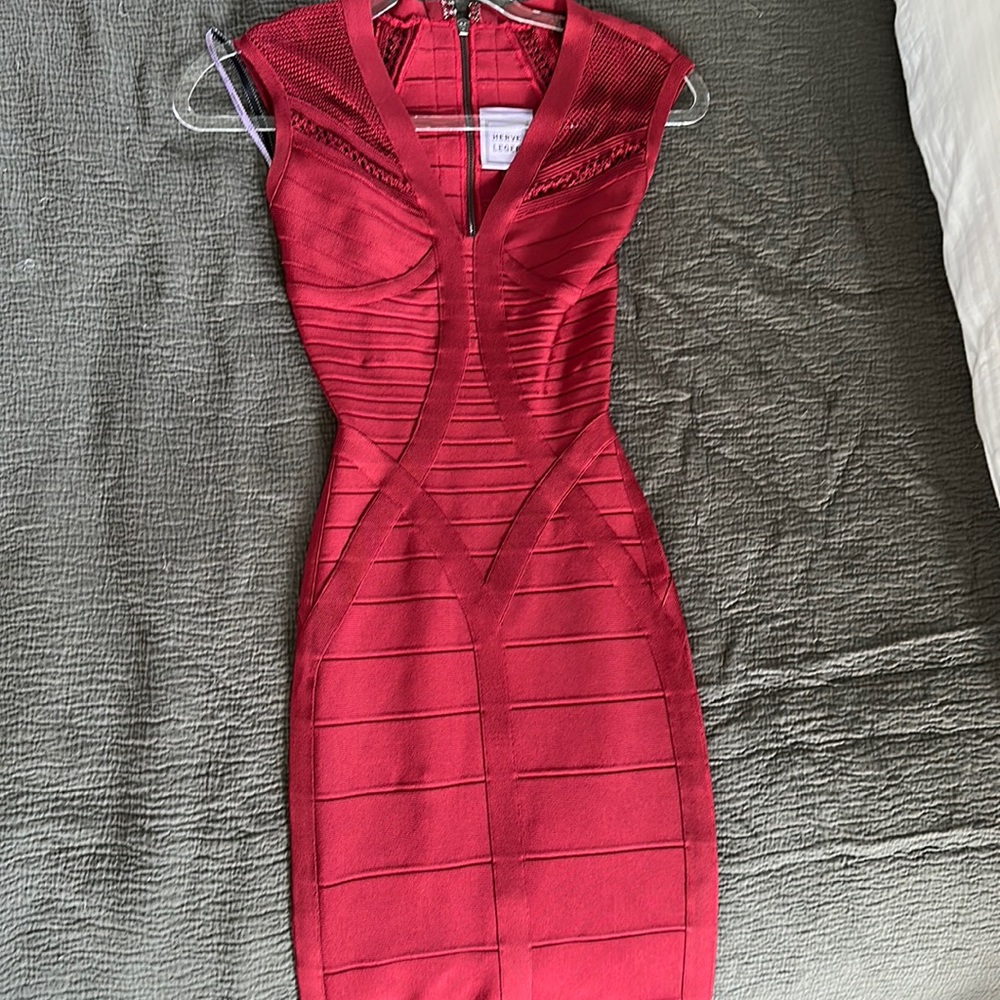 Burgundy Herve leger dress